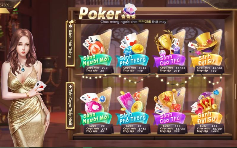 Trò chơi Poker Texas Hold’em có giao diện đẹp